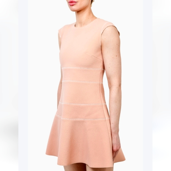 SANDRO Remind Rose Cindre Pink Tiered Fit And Flare Baby Pink Short Dress - Picture 1 of 11